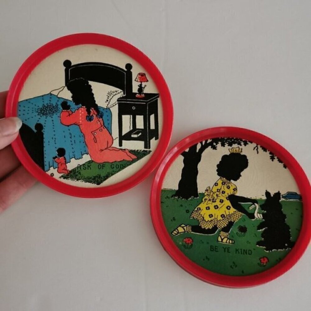 Religious Children Vintage Pair of Art Ask of God Be Ye Kind Christian Scripture